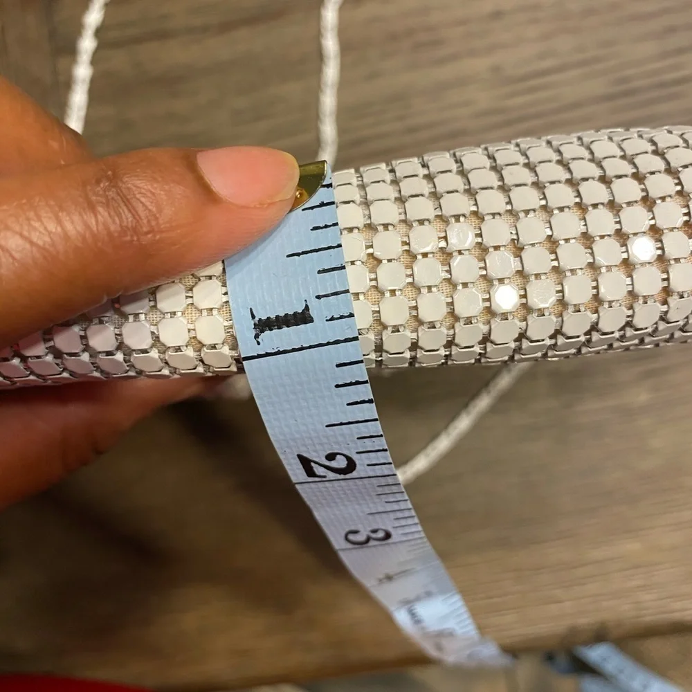 Vintage Metal Mesh purse clutch crossbody white